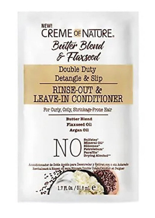 Creme Of Nature Double Duty Detangle and Slip Rinse-Out and Leave-In Conditioner, 1.7 Oz.